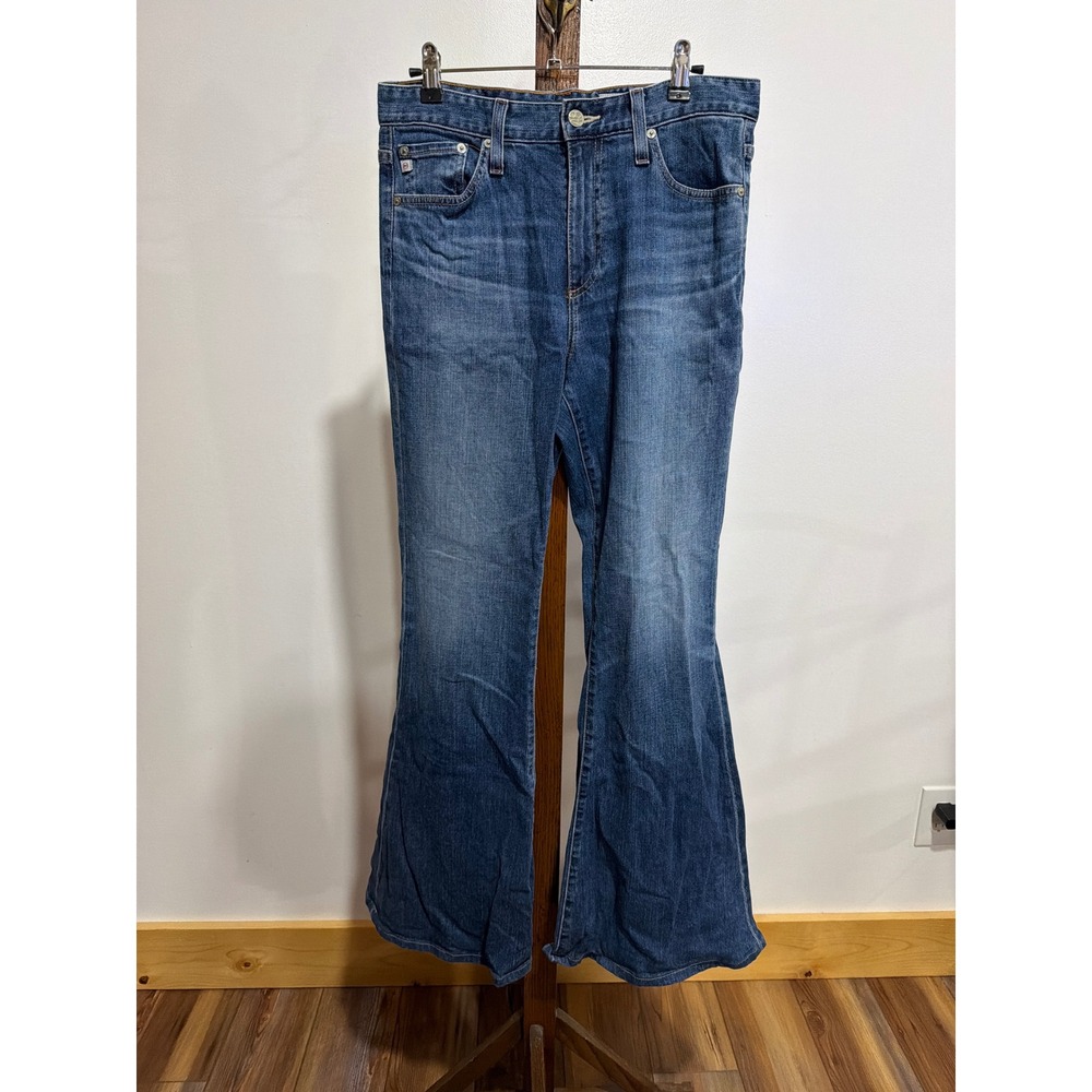 AG Adriano Goldschmied Womens High Rise Flare Wide Leg Jeans Medium Wash Blue